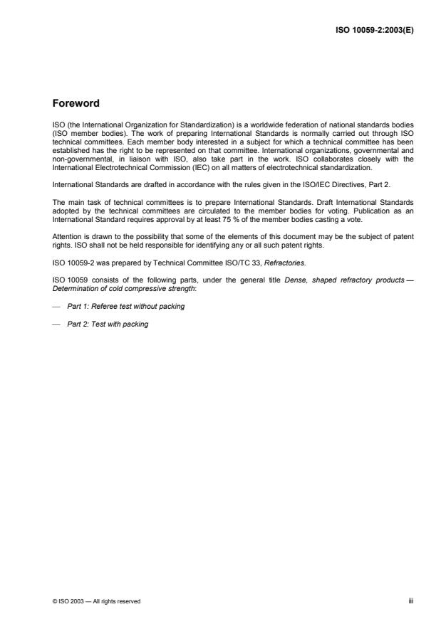 ISO 10059-2:2003 - Dense, shaped refractory products -- Determination of cold compressive strength