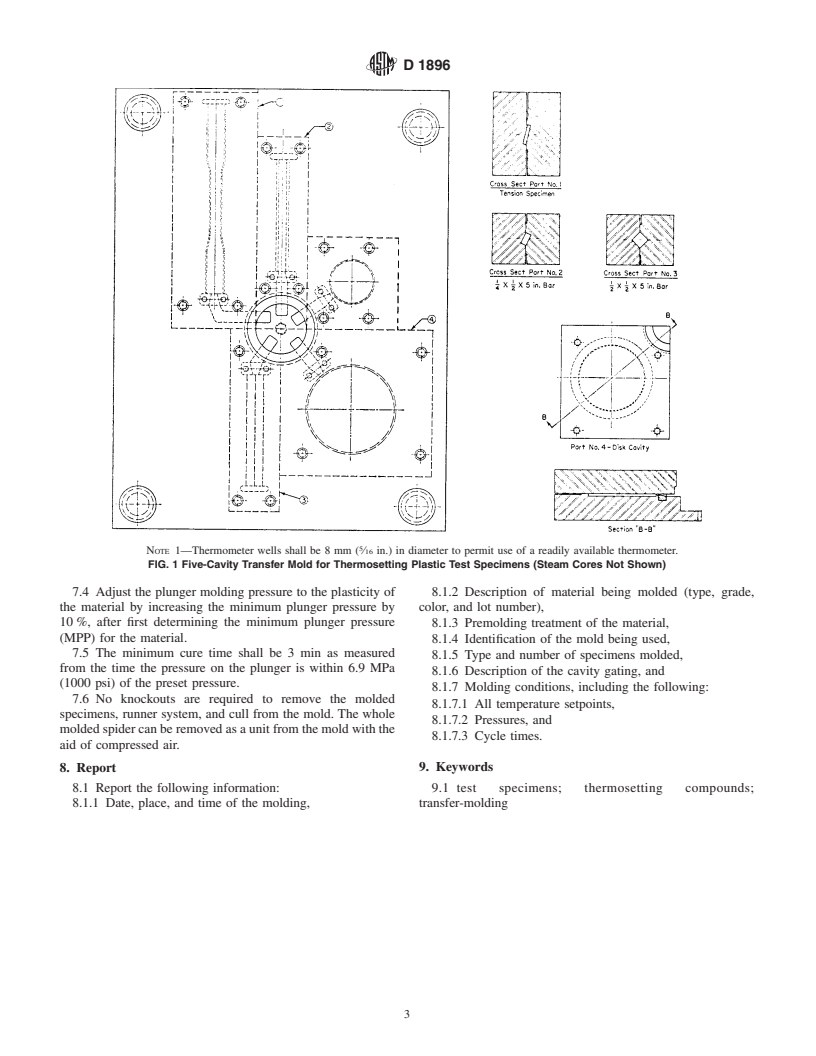 ASTM D1896-99 - Standard Practice for Transfer Molding Test Specimens of Thermosetting Compounds