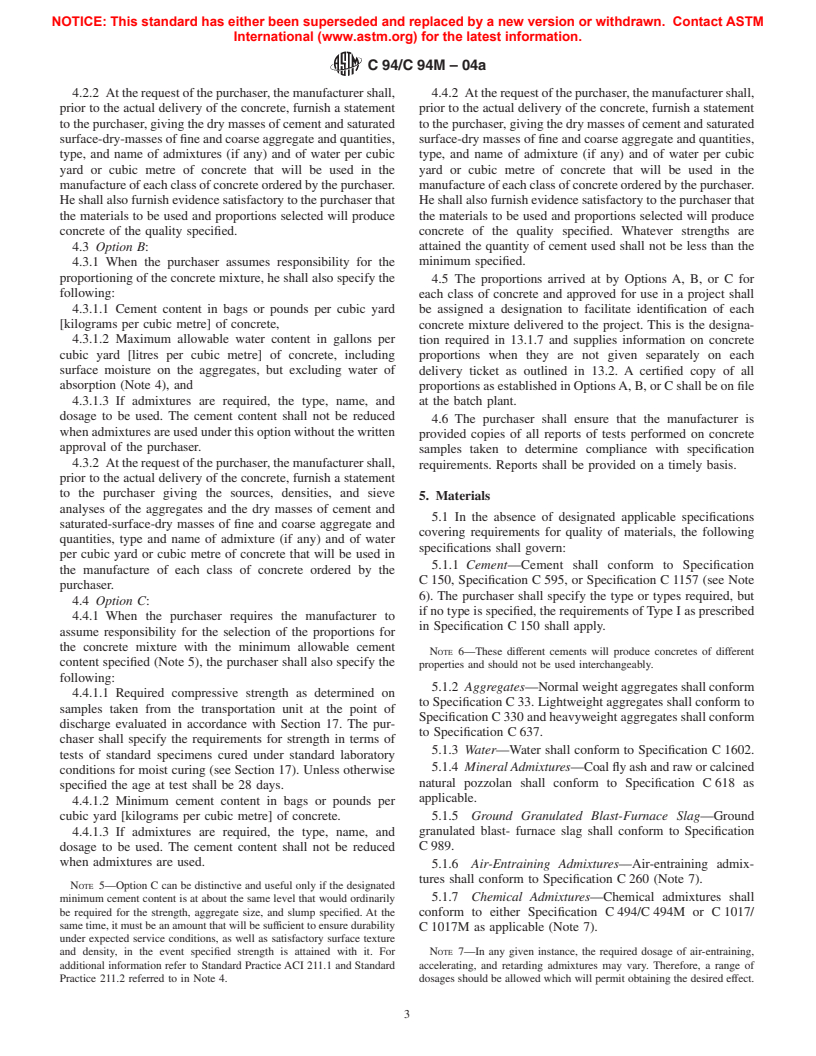 ASTM C94/C94M-04a - Standard Specification for Ready-Mixed Concrete