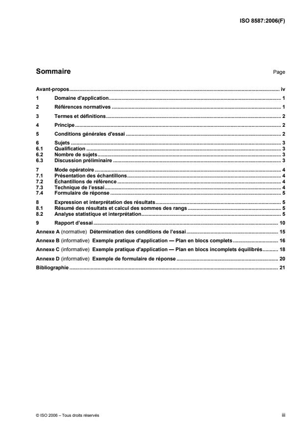 ISO 8587:2006 - Analyse sensorielle -- Méthodologie -- Classement par rangs