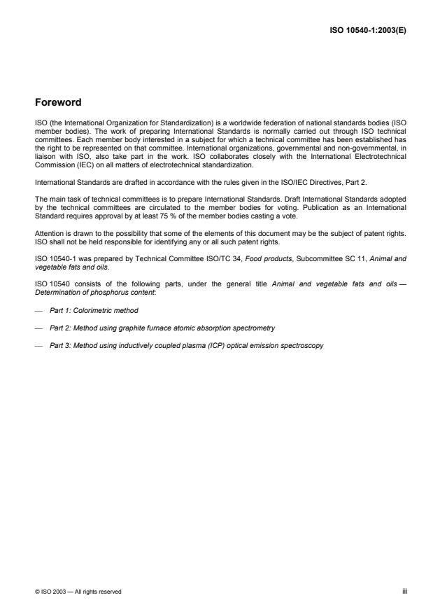 ISO 10540-1:2003 - Animal and vegetable fats and oils -- Determination of phosphorus content