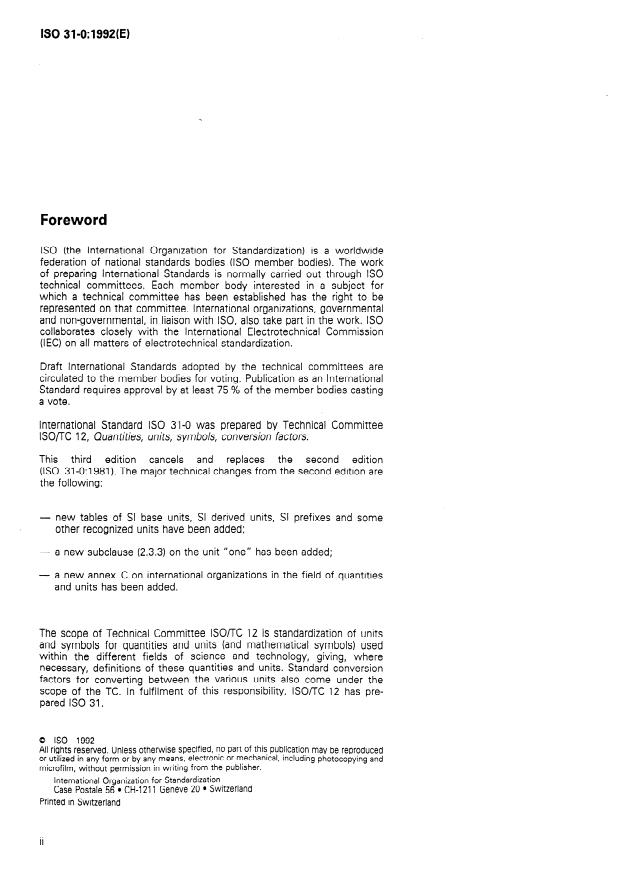 ISO 31-0:1992 ISO 31-0:1992 - Quantities and units - Page 2 preview