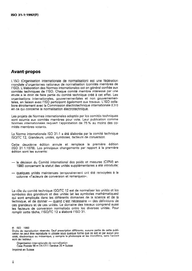 ISO 31-1:1992 ISO 31-1:1992 - Grandeurs et unités - Page 2 preview