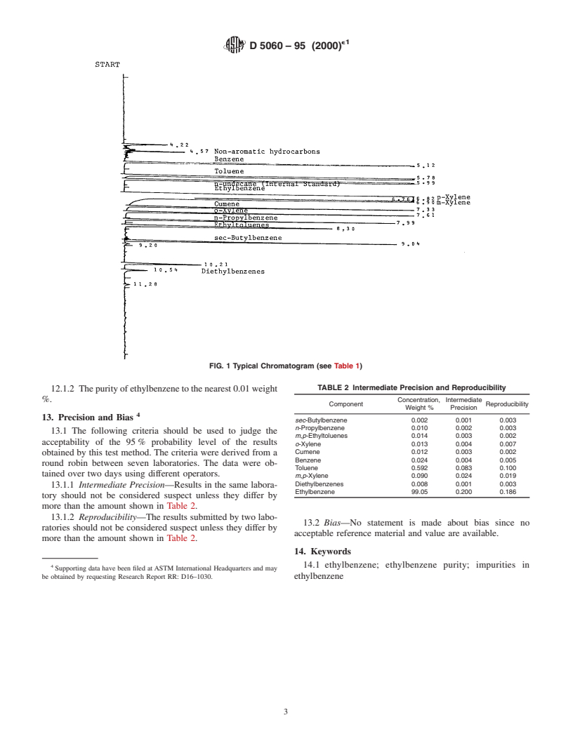 ASTM D5060-95(2000)e1 - Standard Test Method for Determining Impurities in High-Purity Ethylbenzene by Gas Chromatography