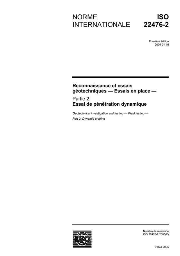 ISO 22476-2:2005 - Reconnaissance et essais géotechniques -- Essais en place