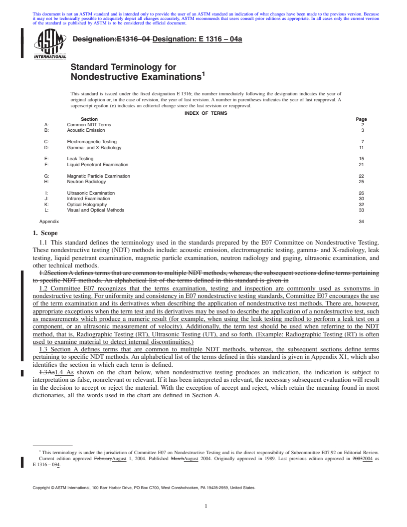 REDLINE ASTM E1316-04a - Standard Terminology for Nondestructive Examinations