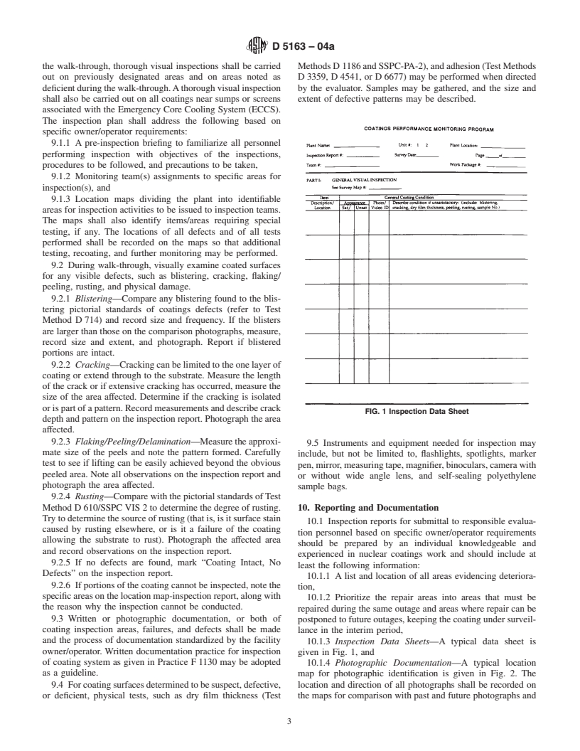 ASTM D5163-04a - Standard Guide for Establishing Procedures to Monitor the Performance of Service Level I Coatings in an Operating Nuclear Power Plant