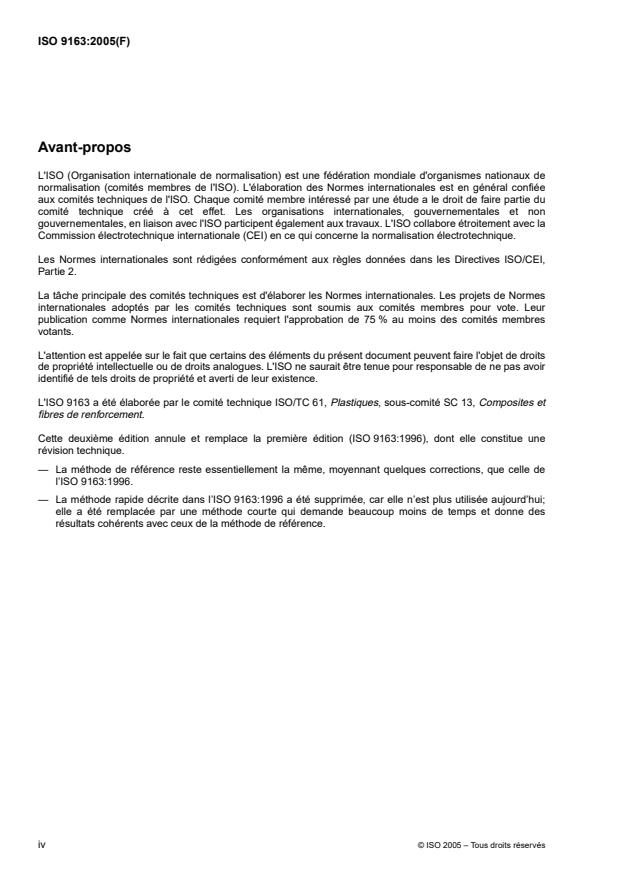 ISO 9163:2005 ISO 9163:2005 - Verre textile -- Stratifils -- Fabrication d'éprouvettes et essai de traction sur stratifil imprégné - Page 4 preview