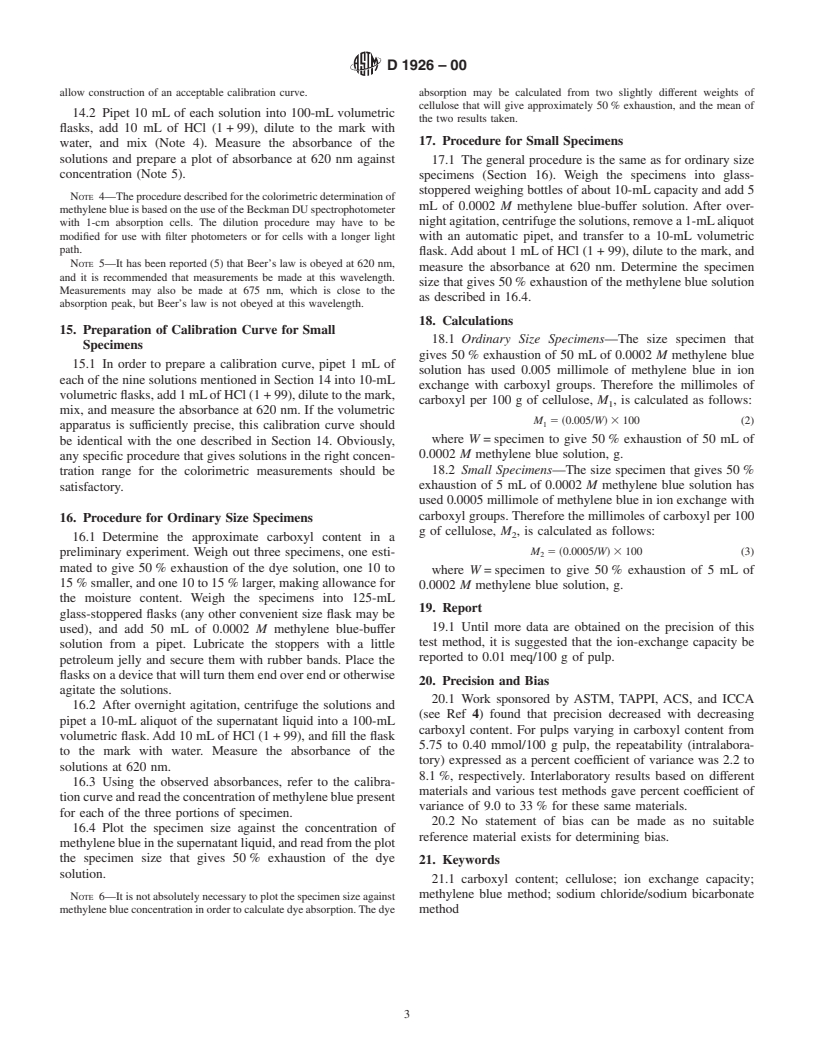 ASTM D1926-00 - Standard Test Methods for Carboxyl Content of Cellulose