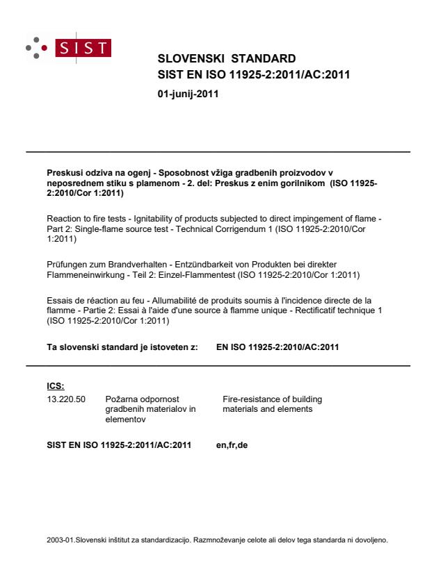 EN ISO 11925-2:2011/AC:2011