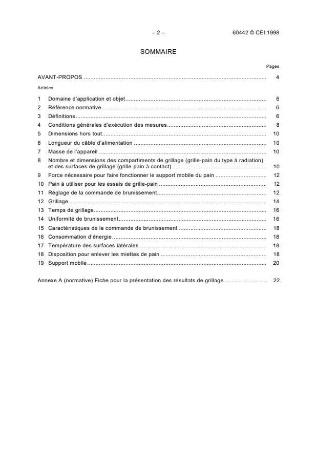 IEC 60442:1998 IEC 60442:1998 - Electric toasters for household and similar purposes - Methods for measuring the performance - Page 4 preview