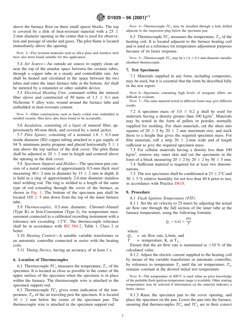 ASTM D1929-96(2001)e1 - Standard Test Method for Determining Ignition Temperature of Plastics (Withdrawn 2010)