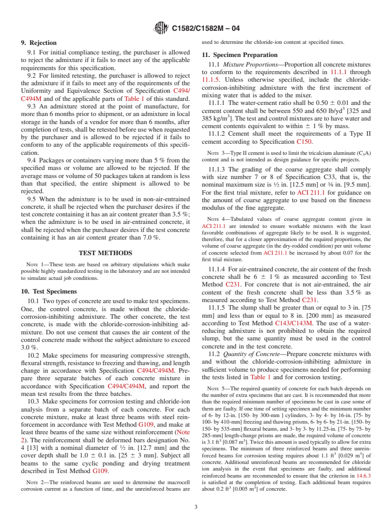 ASTM C1582/C1582M-04 - Standard Specification for Admixtures to Inhibit Chloride-Induced Corrosion of Reinforcing Steel in Concrete