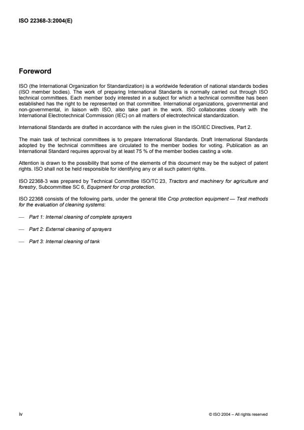 ISO 22368-3:2004 ISO 22368-3:2004 - Crop protection equipment -- Test methods for the evaluation of cleaning systems - Page 4 preview