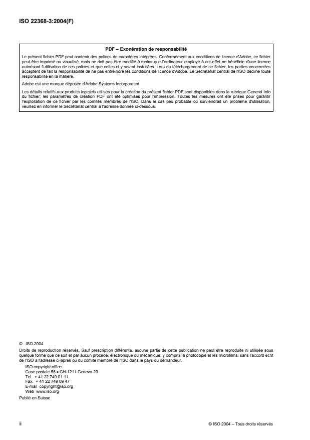 ISO 22368-3:2004 ISO 22368-3:2004 - Matériel de protection des cultures -- Méthodes d'essai pour l'évaluation des systemes de nettoyage - Page 2 preview