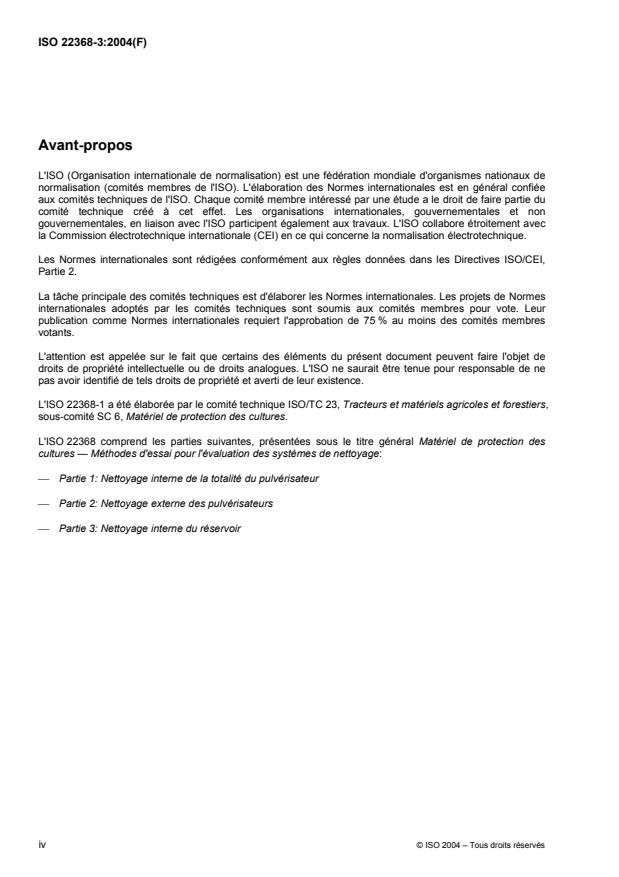 ISO 22368-3:2004 ISO 22368-3:2004 - Matériel de protection des cultures -- Méthodes d'essai pour l'évaluation des systemes de nettoyage - Page 4 preview