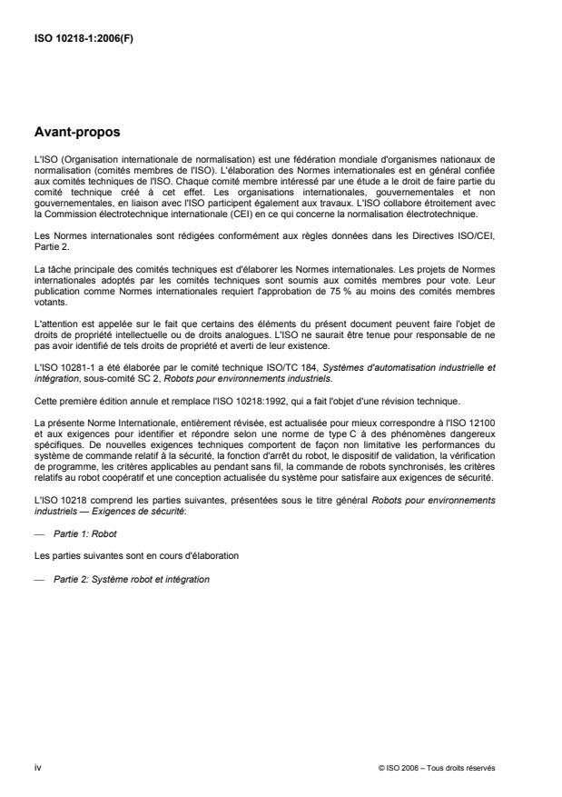 ISO 10218-1:2006 ISO 10218-1:2006 - Robots pour environnements industriels -- Exigences de sécurité - Page 4 preview