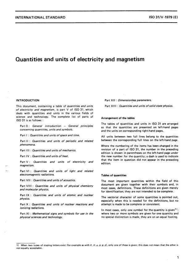 ISO 31-5:1979 - Quantities and units of electricity and magnetism