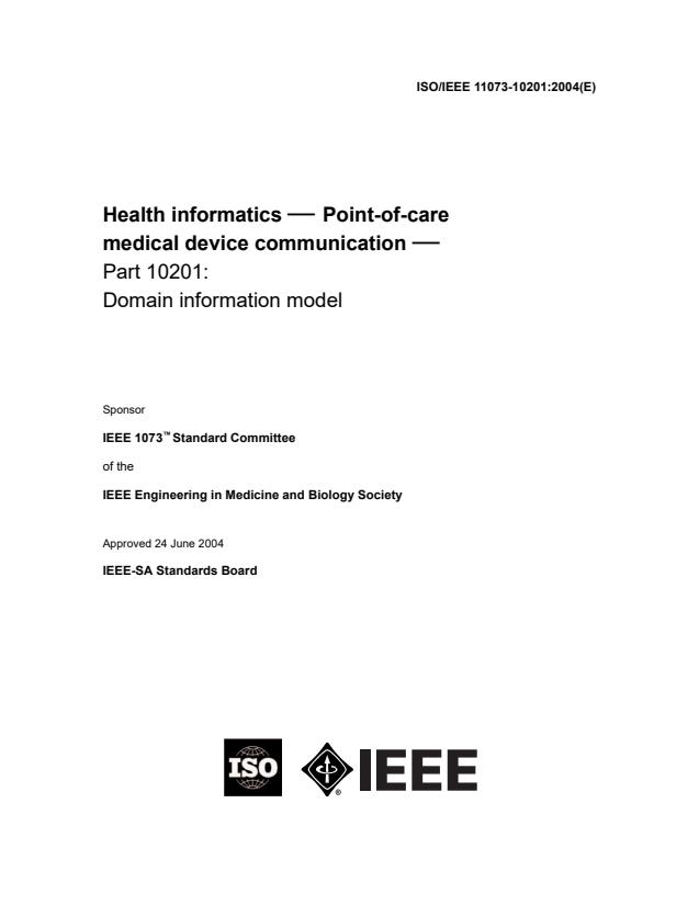 ISO/IEEE 11073-10201:2004 - Health informatics -- Point-of-care medical device communication