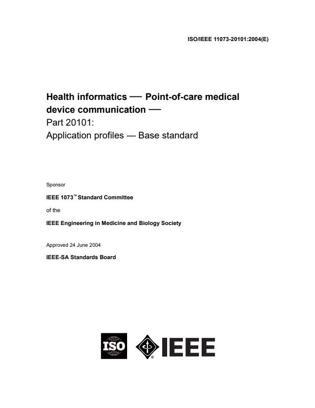 ISO/IEEE 11073-20101:2004 - Health informatics -- Point-of-care medical device communication