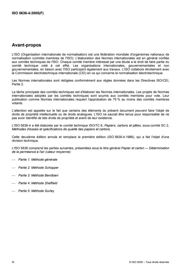 ISO 5636-4:2005 ISO 5636-4:2005 - Papier et carton -- Détermination de la perméance a l'air (valeur moyenne) - Page 4 preview