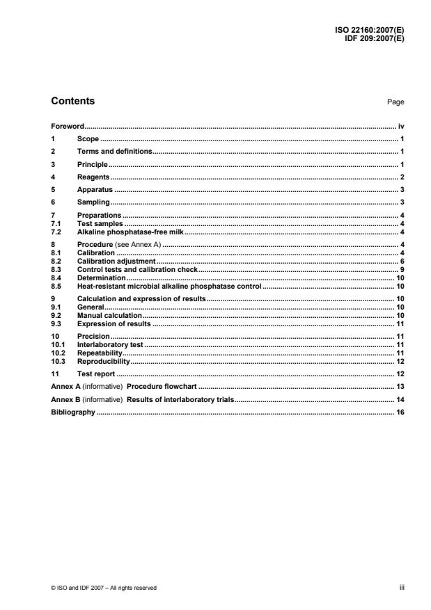 ISO 22160:2007 ISO 22160:2007 - Milk and milk-based drinks -- Determination of alkaline phosphatase activity -- Enzymatic photo-activated system (EPAS) method - Page 3 preview