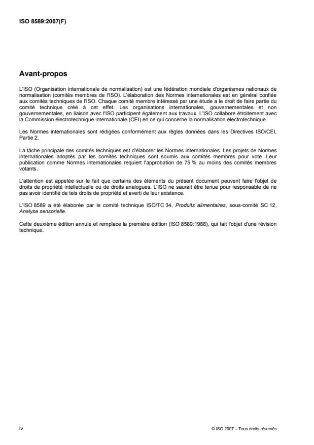 ISO 8589:2007 ISO 8589:2007 - Analyse sensorielle -- Directives générales pour la conception de locaux destinés a l'analyse - Page 4 preview