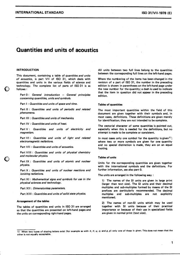 ISO 31-7:1978 - Quantities and units of acoustics