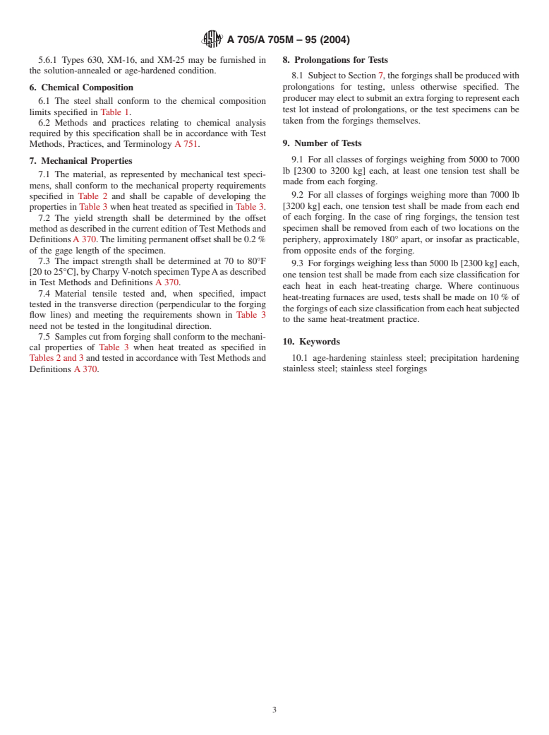 ASTM A705/A705M-95(2004) - Standard Specification for Age-Hardening Stainless Steel Forgings