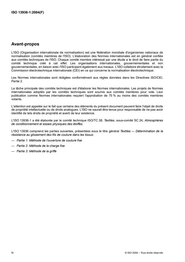 ISO 13936-1:2004 ISO 13936-1:2004 - Textiles -- Détermination de la résistance au glissement des fils de couture dans les tissus - Page 4 preview