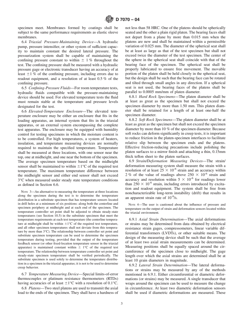 ASTM D7070-04 - Standard Test Method for Creep of Rock Core Under Constant Stress and Temperature