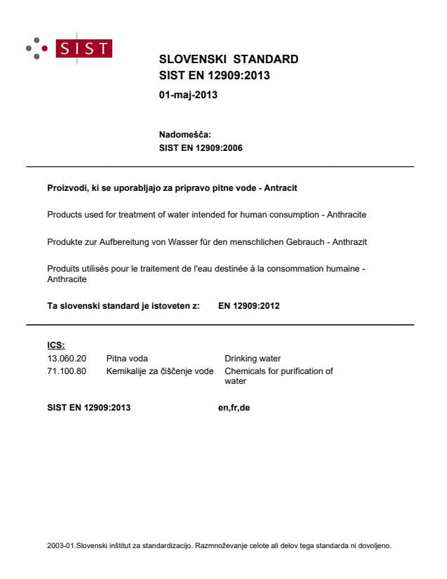 EN 12909:2012 EN 12909:2013 - Page 1 preview