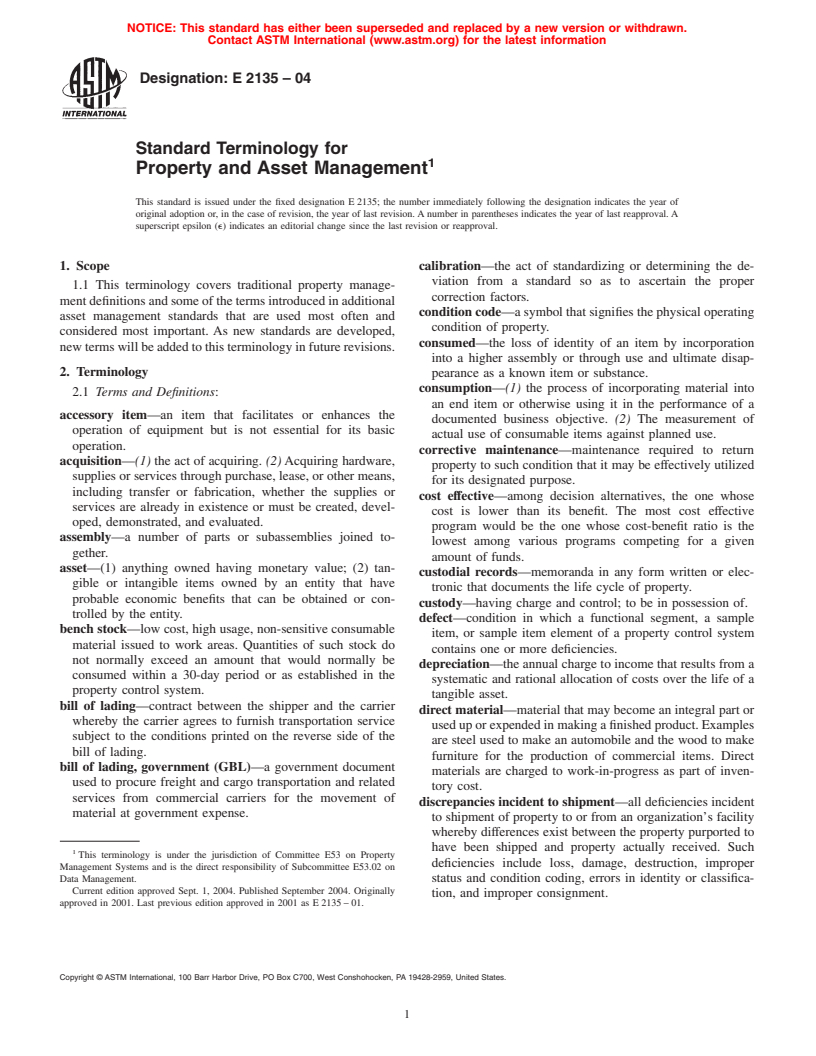 ASTM E2135-04 - Standard Terminology for Property and Asset Management