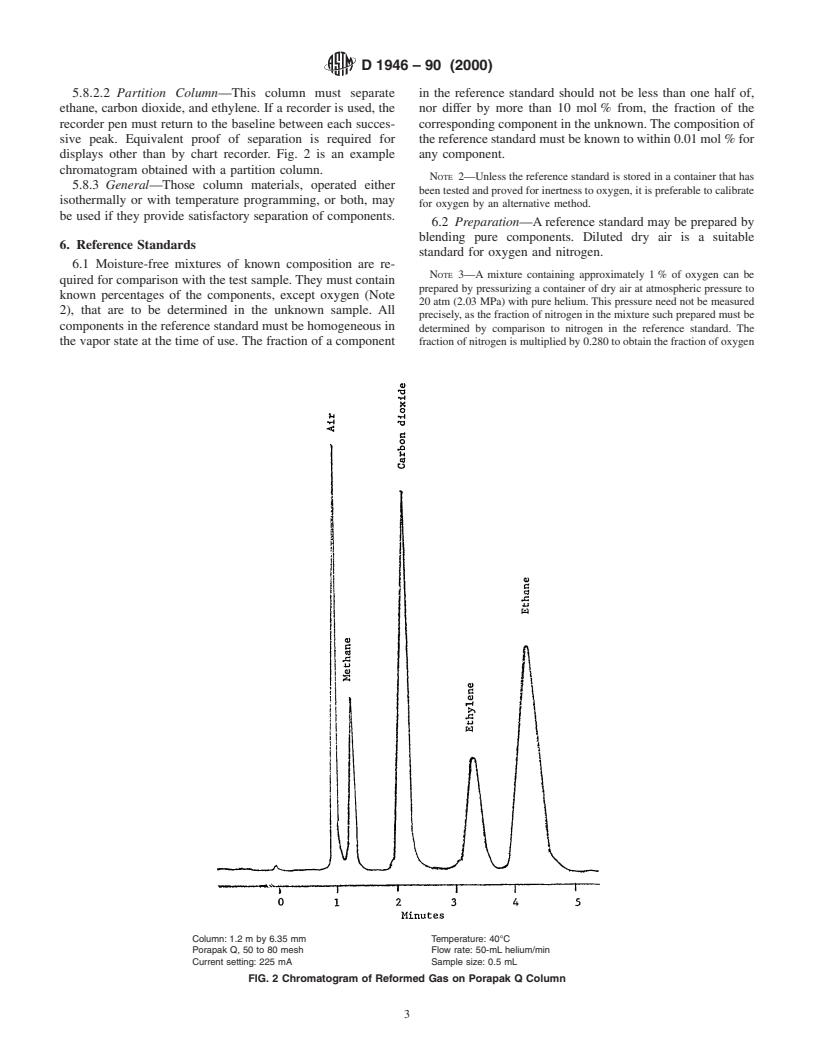 ASTM D1946-90(2000) - Standard Practice for Analysis of Reformed Gas by Gas Chromatography