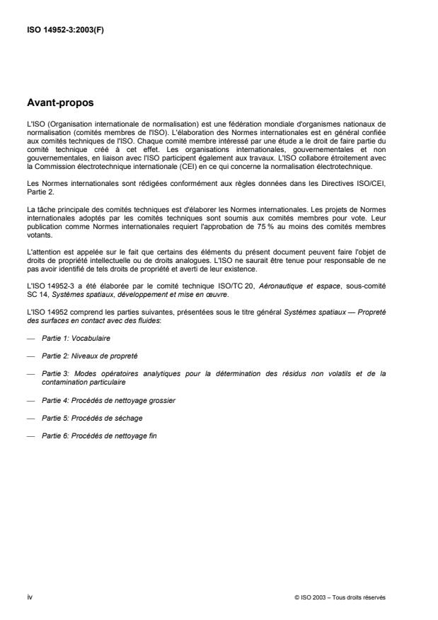ISO 14952-3:2003 ISO 14952-3:2003 - Systemes spatiaux -- Propreté des surfaces en contact avec des fluides - Page 4 preview
