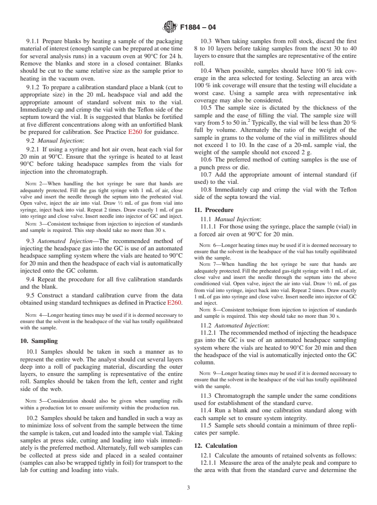 ASTM F1884-04 - Standard Test Method for Determining Residual Solvents in Packaging Materials