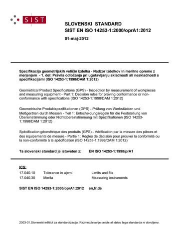 EN ISO 14253-1:2000/oprA1:2012