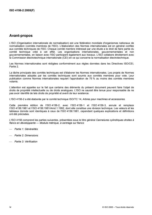 ISO 4156-2:2005 ISO 4156-2:2005 - Cannelures cylindriques droites a flancs en développante -- Module métrique, a centrage sur flancs - Page 4 preview