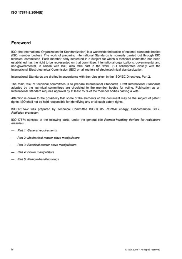ISO 17874-2:2004 ISO 17874-2:2004 - Remote-handling devices for radioactive materials - Page 4 preview