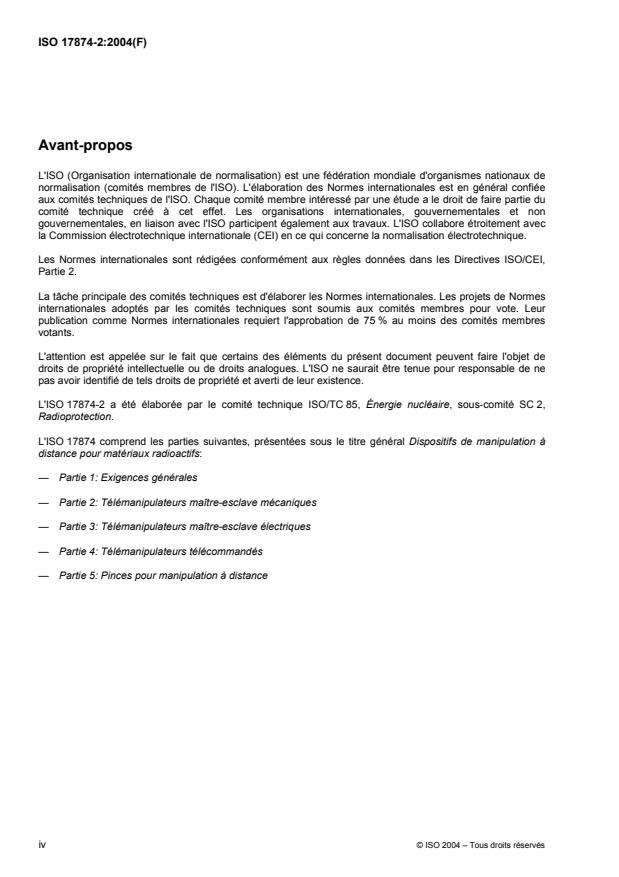 ISO 17874-2:2004 ISO 17874-2:2004 - Dispositifs de manipulation a distance pour matériaux radioactifs - Page 4 preview