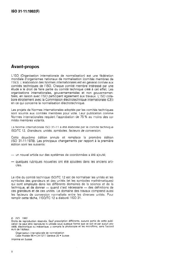 ISO 31-11:1992 ISO 31-11:1992 - Grandeurs et unités - Page 2 preview