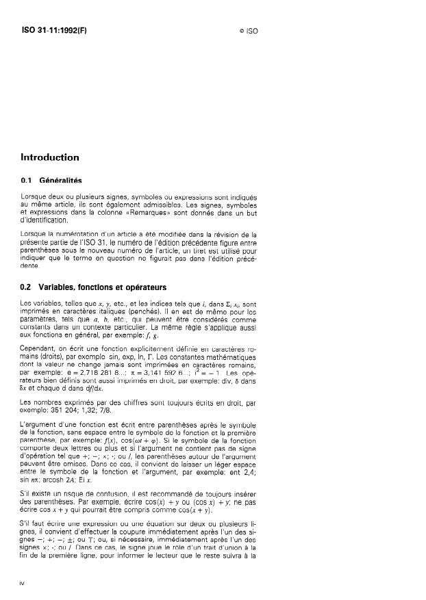 ISO 31-11:1992 ISO 31-11:1992 - Grandeurs et unités - Page 4 preview