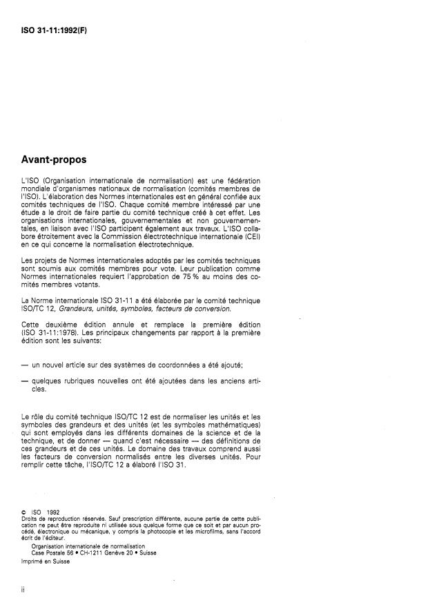 ISO 31-11:1992 ISO 31-11:1992 - Grandeurs et unités - Page 2 preview