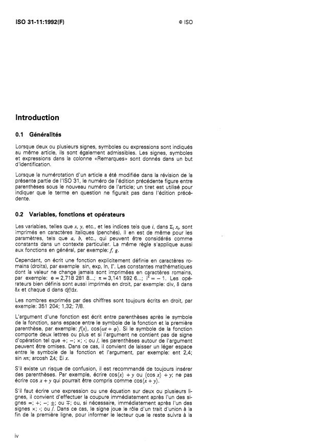 ISO 31-11:1992 ISO 31-11:1992 - Grandeurs et unités - Page 4 preview