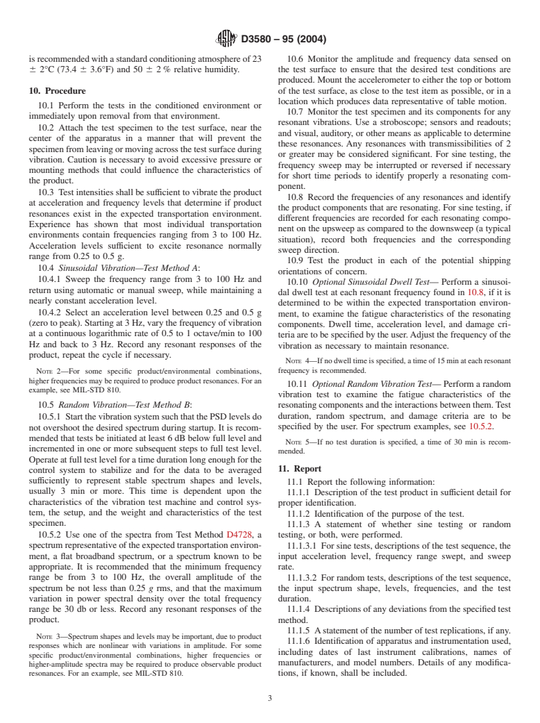 ASTM D3580-95(2004) - Standard Test Methods for Vibration (Vertical Linear Motion) Test of Products