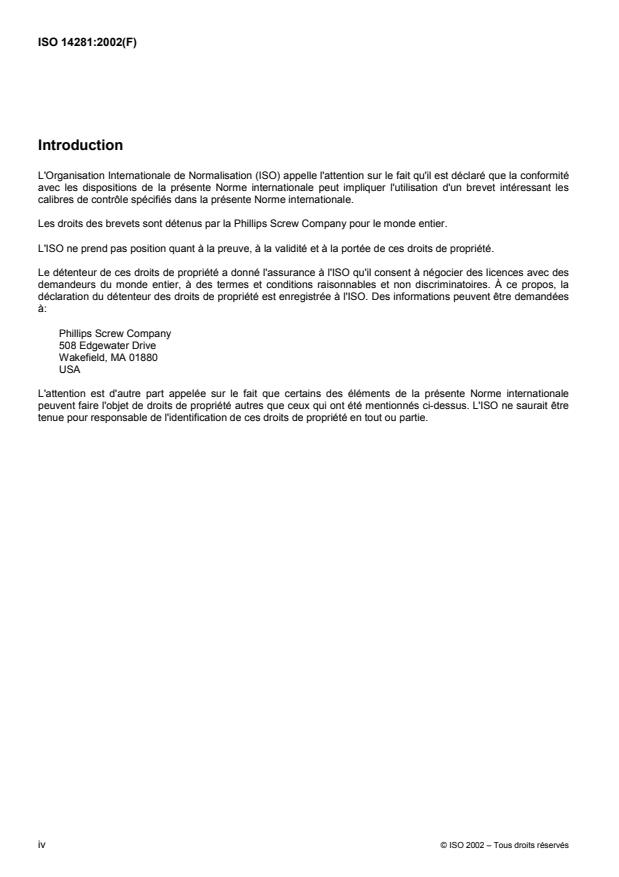 ISO 14281:2002 ISO 14281:2002 - Aéronautique et espace -- Calibres de contrôle, pour empreintes cruciformes avec ou sans saillies antidérapantes -- Série métrique - Page 4 preview