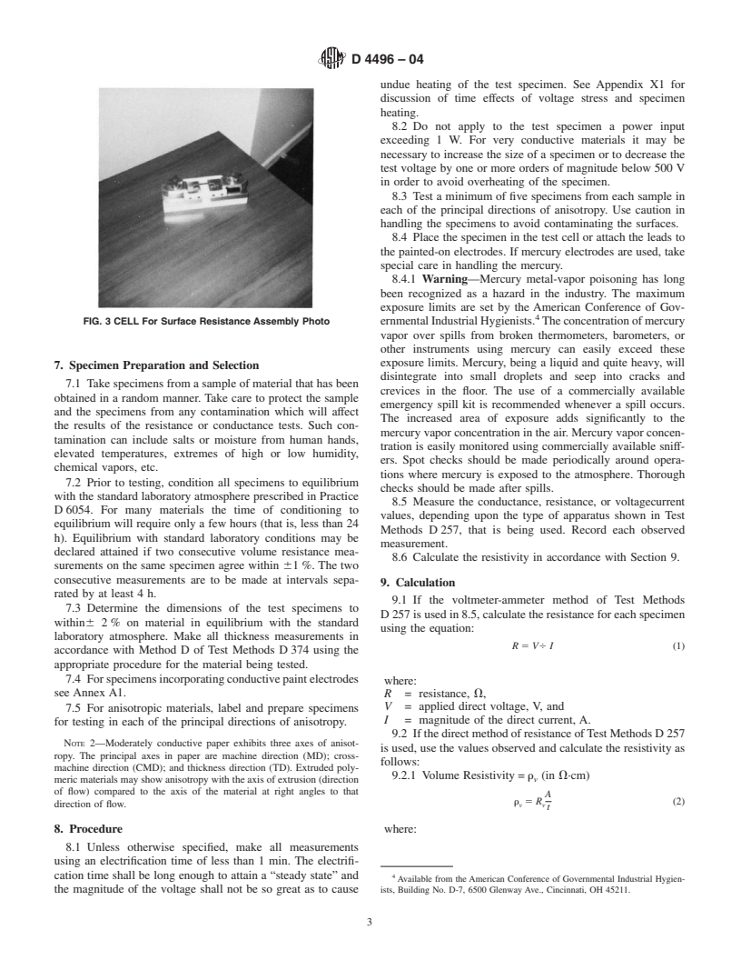 ASTM D4496-04 - Standard Test Method for D-C Resistance or Conductance of Moderately Conductive Materials