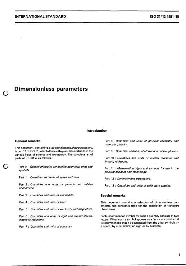 ISO 31-12:1981 - Dimensionless parameters