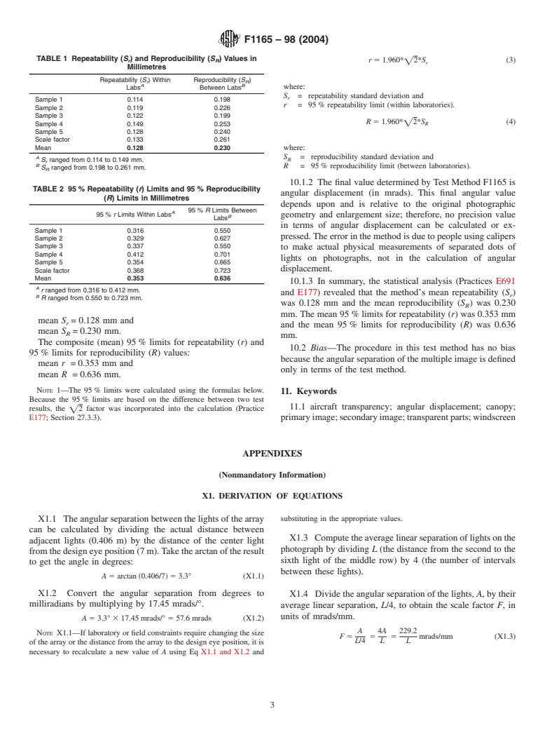 ASTM F1165-98(2004) - Standard Test Method for Measuring Angular Displacement of Multiple Images in Transparent Parts