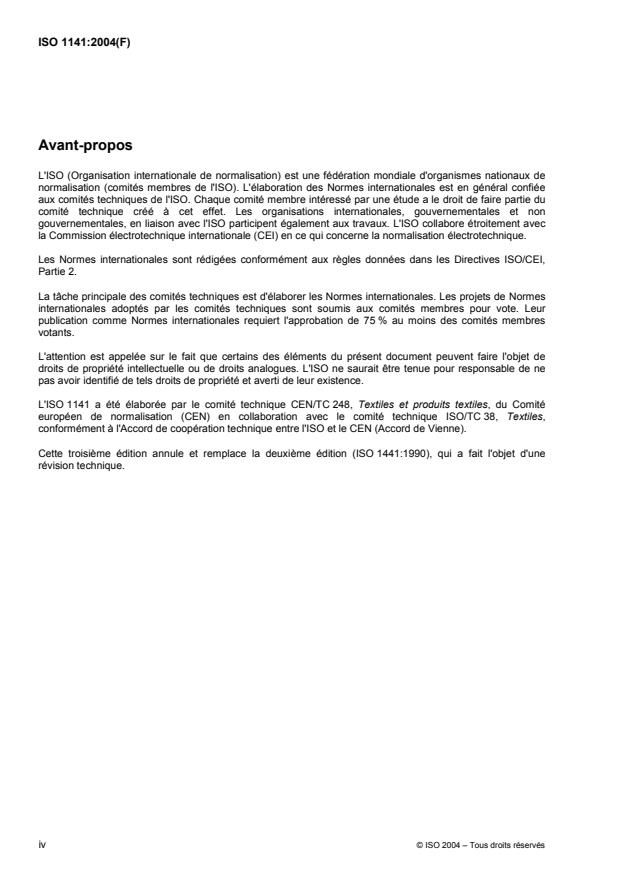 ISO 1141:2004 ISO 1141:2004 - Cordages en fibres -- Polyester -- Cordages a 3, 4 et 8 torons - Page 4 preview